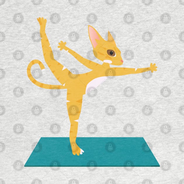 Yoga cat doing Natarajasana asana by uncutcreations